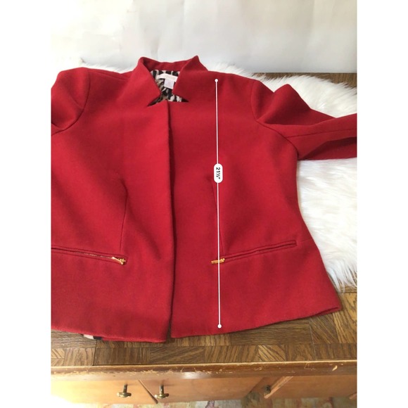 Chico’s Everyday solid Ponte Jacket red with leopard print women’s small - Picture 9 of 9